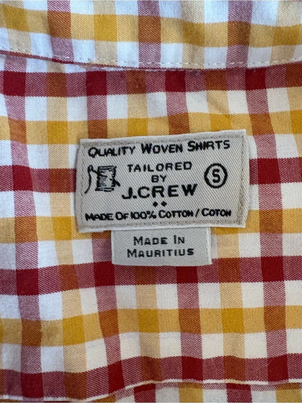 J Crew Men's Red and Yellow Plaid Button-Down Shirt size S